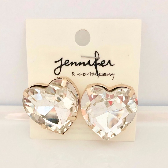 HUGE Lightweight Heart Earrings CZ NWT - Picture 1 of 4